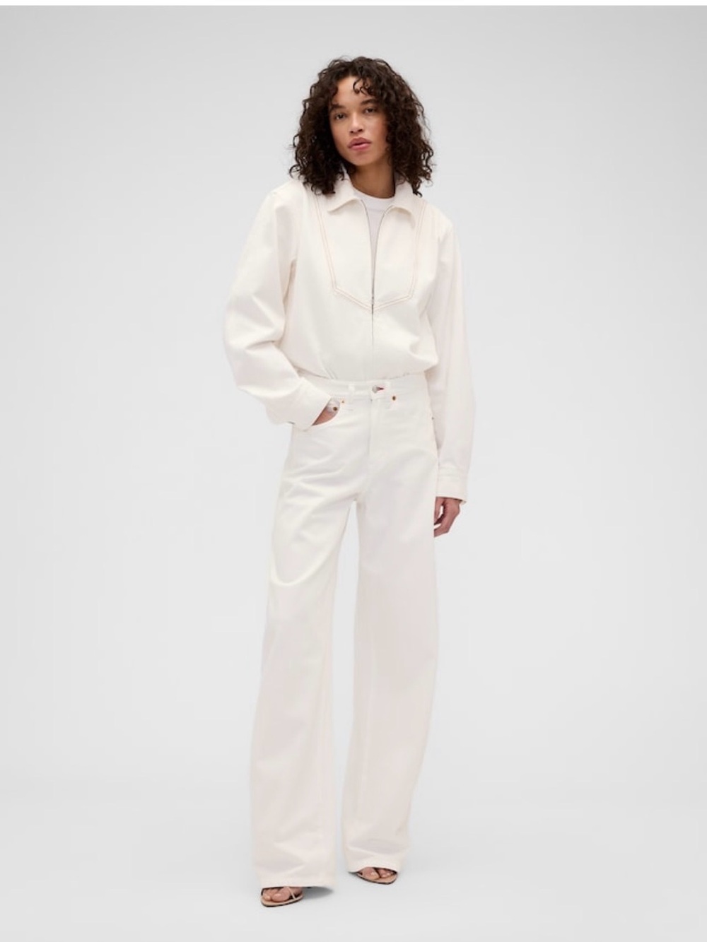 High-Rise Wide Leg Jeans in Off-White Gap x Victoria Beckham